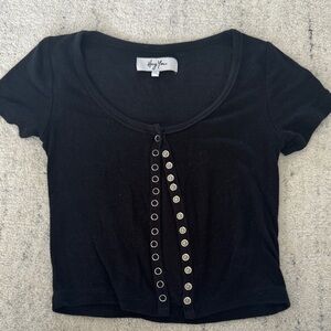 Black Snap Women's Top